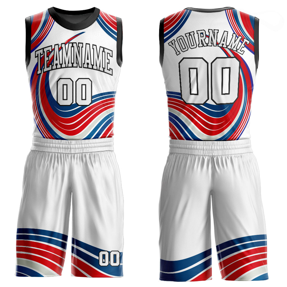 Custom White White-Red Round Neck Sublimation Basketball Suit Jersey Custom White Red Basketball Jersey Round Neck Sublimation Suit Custom White White-Red Round Neck Sublimation Basketball Suit - Image 1