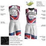 Custom White Red Basketball Jersey Round Neck Sublimation Suit Custom White White-Red Round Neck Sublimation Basketball Suit - Image 2