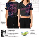 Custom Womens Black Pink Flamingo 3D V-Neck Cropped Baseball Jersey Custom Women's Black Black-Pink Flamingo 3D V-Neck Cropped - Image 3