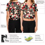 Custom Womens Black Cream Camo Salute to Service V-Neck Cropped Baseball Jersey Custom Women's Camo Black-Cream Salute To - Image 3