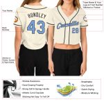 Custom Womens V-Neck Cropped Baseball Jersey in Cream and Light Blue Steel Gray Custom Women's Cream Light Blue-Steel Gray - Image 3