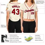 Custom Womens Cream Red-Navy V-Neck Cropped Jersey - Baseball Style 5544 Custom Women's Cream Red-Navy V-Neck Cropped Baseball - Image 3