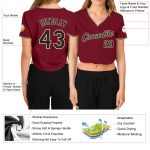 Womens Custom V-Neck Cropped Baseball Jersey in Crimson Black-Cream Custom Women's Crimson Black-Cream V-Neck Cropped Baseball - Image 3