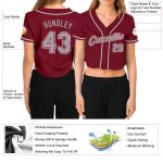 Custom Womens V-Neck Baseball Jersey in Crimson Gray-White, Cropped Design for Stylish Sportswear Custom Women's Crimson - Image 3