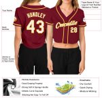 Custom Womens Crimson White Gold V-Neck Cropped Baseball Jersey Apparel Custom Women's Crimson White-Gold V-Neck Cropped - Image 3