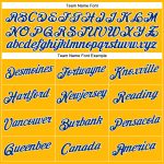 Custom Womens Gold White V-Neck Cropped Baseball Jersey Custom Women's Gold Royal-White V-Neck Cropped Baseball Jersey - Image 4