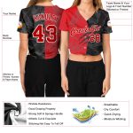 Custom Womens Graffiti Pattern 3D V-Neck Cropped Baseball Jersey | Red and White Custom Women's Graffiti Pattern Red-White - Image 3