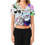 Custom Womens 3D V-Neck Baseball Jersey with Graffiti Pattern & Light Blue Splashes, Style 6174 Custom Women's Graffiti Pattern - Image 2
