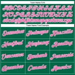 Womens Custom Kelly Green V-Neck Cropped Baseball Jersey in Pink and White Custom Women's Kelly Green Pink-White V-Neck Cropped - Image 4