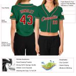 Womens Custom V-Neck Cropped Baseball Jersey in Kelly Green with Red and White Details Custom Women's Kelly Green Red-White - Image 3