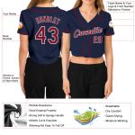 Custom Womens Navy Crimson-White V-Neck Cropped Jersey for Baseball Custom Women's Navy Crimson-White V-Neck Cropped Baseball - Image 3