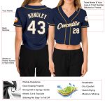 Custom Navy White Gold V-Neck Cropped Womens Baseball Jersey Custom Women's Navy White-Old Gold V-Neck Cropped Baseball Jersey - Image 3