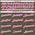 Custom Womens Salute To Service V-Neck Cropped Baseball Jersey in Olive Pink-White Custom Women's Olive Pink-White Salute - Image 4