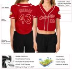 Custom Womens Red and White V-Neck Cropped Baseball Jersey - Stylish Sportswear Top Custom Women's Red Red-White V-Neck Cropped - Image 3