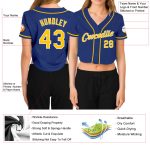 Custom Royal Gold White Womens V-Neck Cropped Baseball Jersey Custom Women's Royal Gold-White V-Neck Cropped Baseball Jersey - Image 3