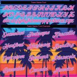 Royal Pink Light Blue Hawaii Palm Trees 3D V-Neck Cropped Jersey for Women Custom Women's Royal Pink-Light Blue Hawaii Palm - Image 4