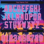 Royal Pink Light Blue Hawaii Palm Trees 3D V-Neck Cropped Jersey for Women Custom Women's Royal Pink-Light Blue Hawaii Palm - Image 5