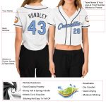 Custom Womens V-Neck Cropped Baseball Jersey in Light Blue & Steel Gray, Unique Sports Apparel for Stylish Fans Custom Women's - Image 3