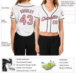 Custom White Pink Black Baseball Jersey for Women - V-Neck Cropped Design Custom Women's White Pink-Black V-Neck Cropped - Image 3