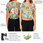 Custom Womens 3D V-Neck Cropped Baseball Jersey - White and Orange Fruits Design Custom Women's White White-Orange Fruits - Image 3