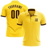 Custom Yellow Brown Performance Golf Polo Shirt for Men - Breathable, Moisture-Wicking Fabric, Perfect for Golfing Custom