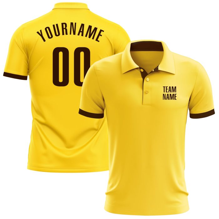 Custom Yellow Brown Performance Golf Polo Shirt for Men - Breathable, Moisture-Wicking Fabric, Perfect for Golfing Custom - Image 1