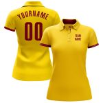 Custom Performance Golf Polo Shirt in Yellow and Crimson - Stylish Men's Golf Apparel Custom Yellow Crimson Performance Golf - Image 2