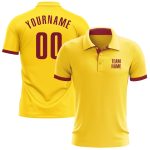 Custom Performance Golf Polo Shirt in Yellow and Crimson - Stylish Men's Golf Apparel Custom Yellow Crimson Performance Golf