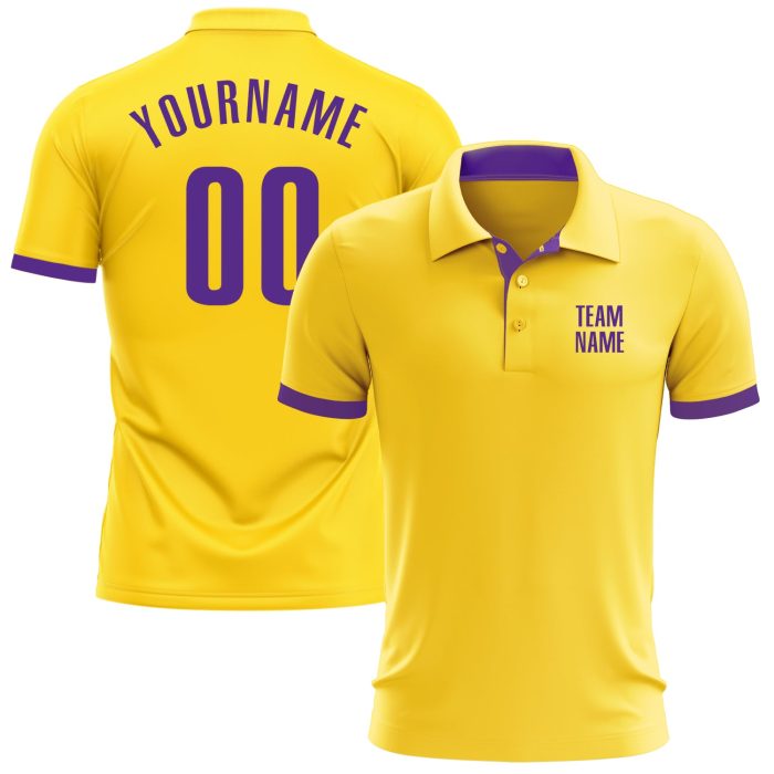 Custom Performance Golf Polo Shirt in Yellow and Purple for Men Custom Yellow Purple Performance Golf Polo Shirt - Image 1