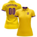 Custom Performance Golf Polo Shirt in Yellow and Purple for Men Custom Yellow Purple Performance Golf Polo Shirt - Image 2