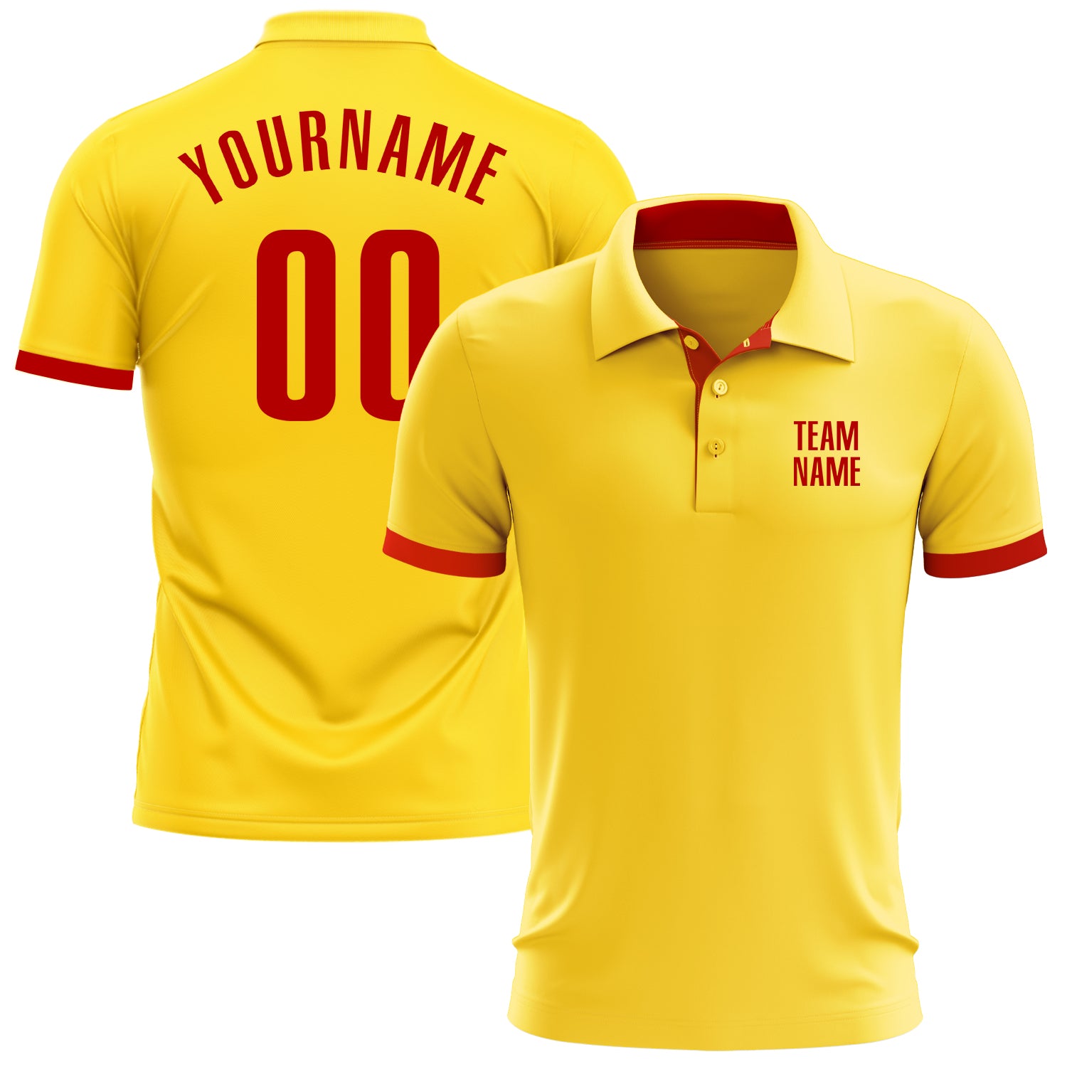 Custom Performance Golf Polo Shirt in Yellow and Red for Men Custom Yellow Red Performance Golf Polo Shirt